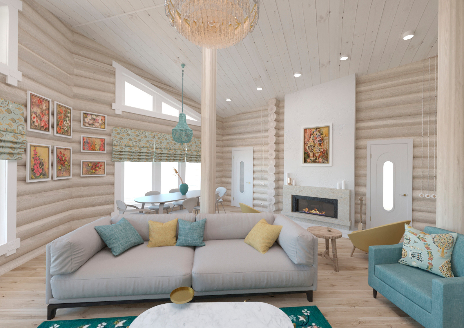 Дизайн загородного дома из бревна