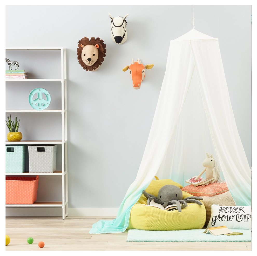 Inspiration for a mid-sized modern kids' playroom for kids 4-10 years old and girls in Minneapolis with grey walls and light hardwood floors.