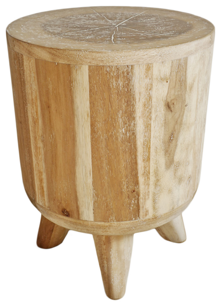 Sanded Luba Wood Stool / Side Table Rustic Accent And Garden Stools