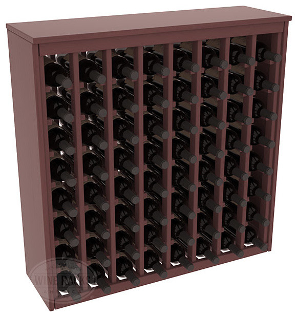 64 Bottle Deluxe Wine Rack in Pine with Walnut Stain + Satin Finish
