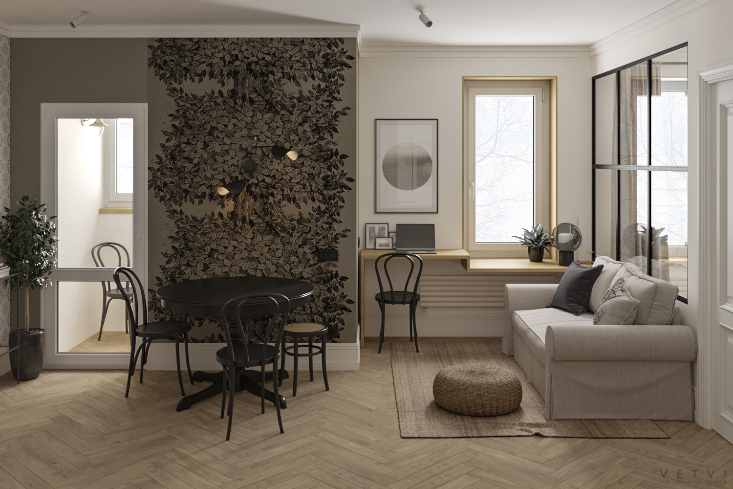 Квартира в Нижнем Новгороде с лесными акцентами | Площадь 42м²