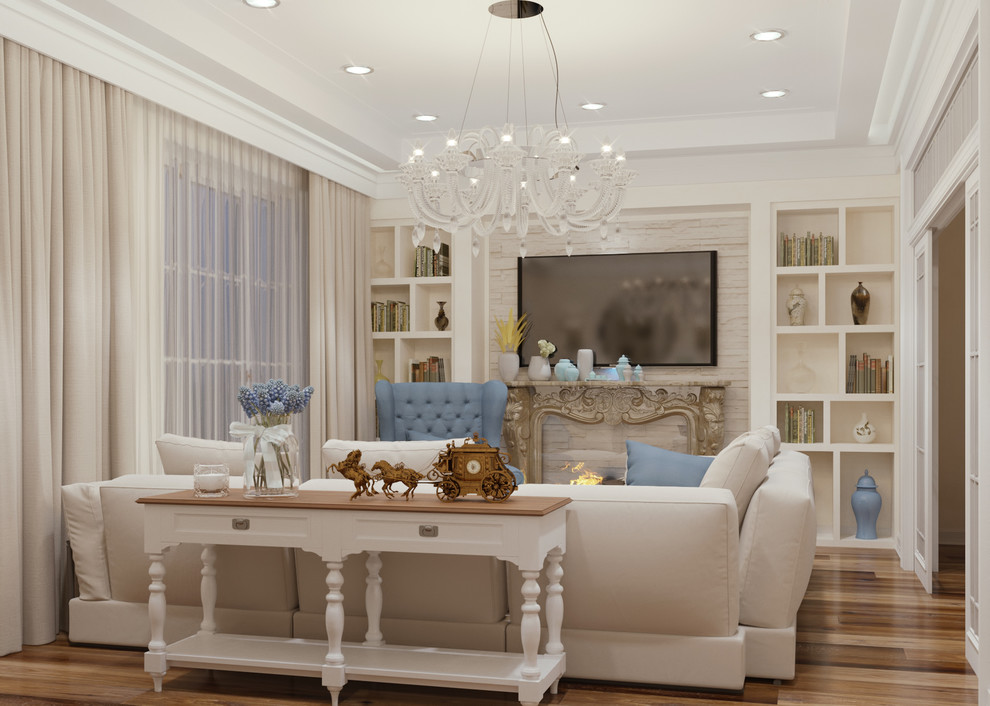 3D Визуализация. Уютная гостиная с ободеной зоной