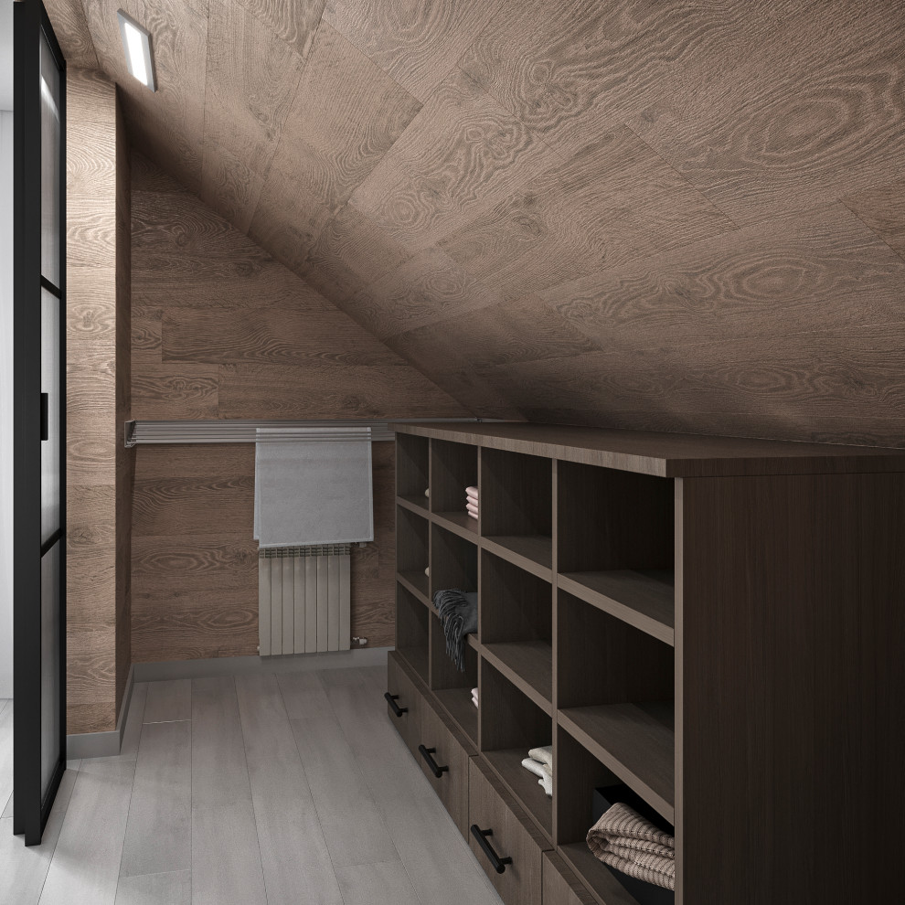 Дизайн интерьера мансардного этажа в частном доме.