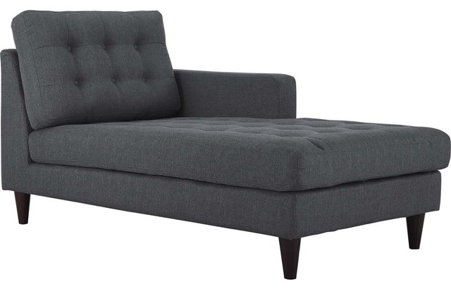 Modern Gray Empress Right-Arm Upholstered Fabric Chaise