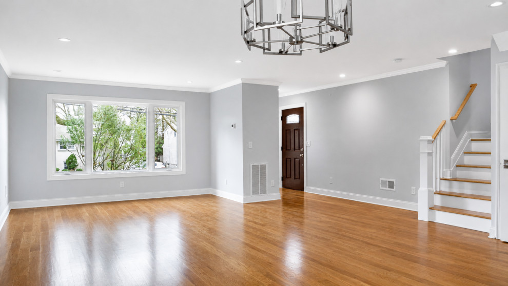 Open Living Room with Light Hardwood Floors