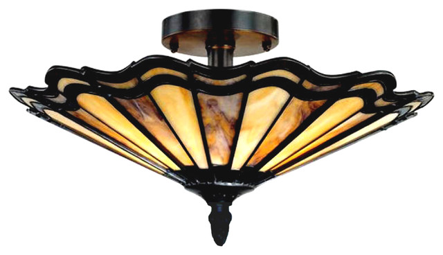 Heidi Tiffany Style 2 Light Semi Flush Ceiling Fixture 16 Shade