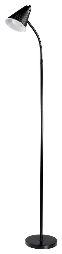 Novogratz x Globe 59" 1-Light Matte Black Mesh Shade LED Floor Lamp