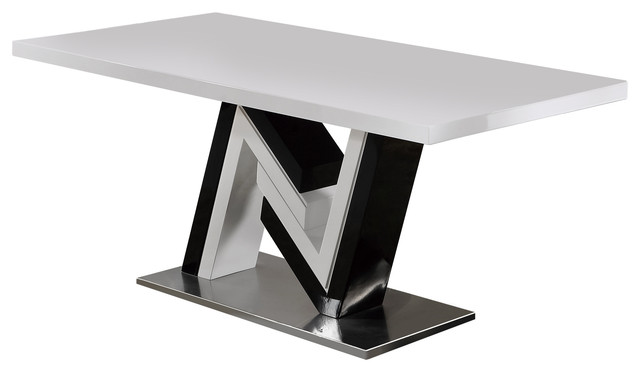 Dining Table White And Black Contemporary Tables By Global Furniture Modern High Gloss Lacquered Dining Table