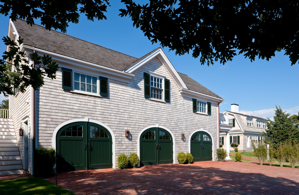Inspiration for a large beach style two-storey exterior in Boston.