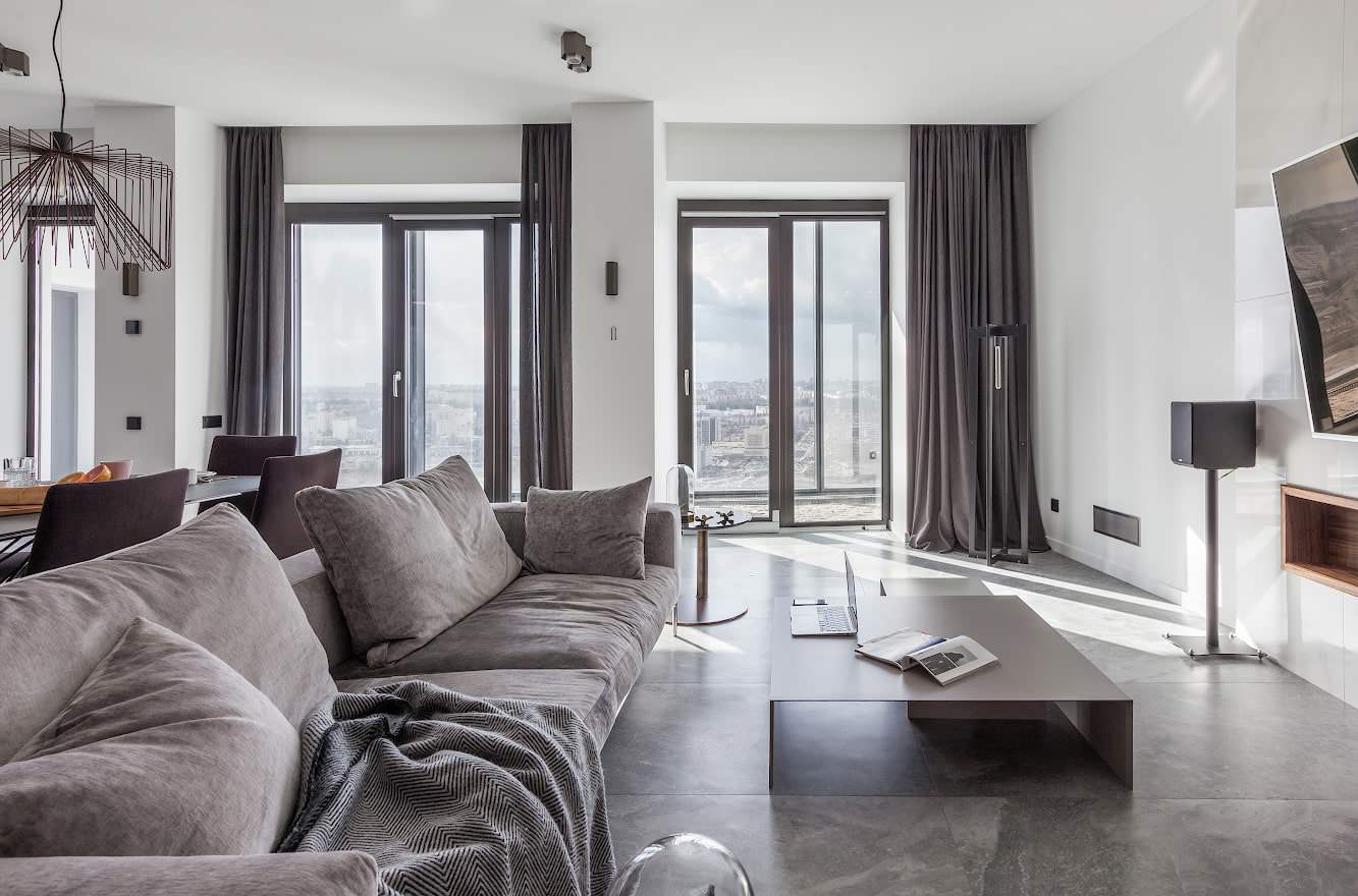 Апартаменты в американской высотке. Строго и лаконично