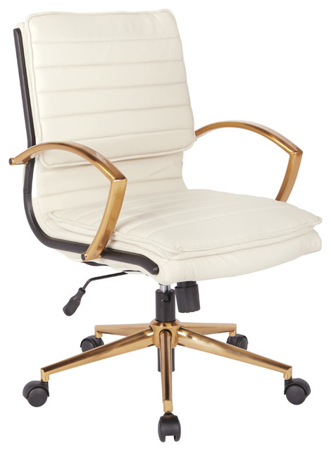 Mid-Back Faux Leather Chair, Cream