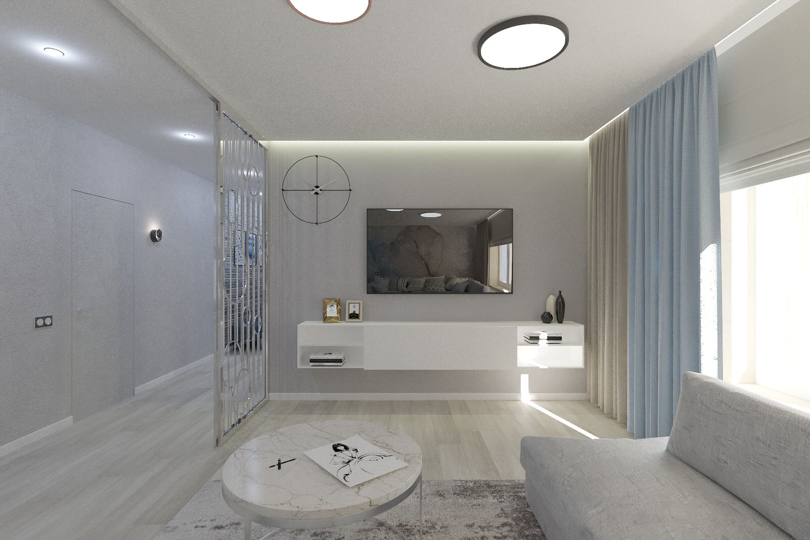 Светлый интерьер для семьи из 3-х человек