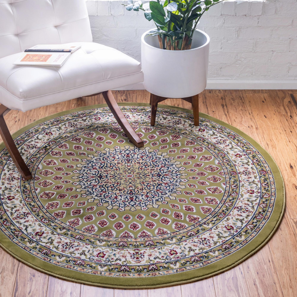 Rug Unique Loom Narenj Green Round 10' 0 x 10' 0 Traditional Area