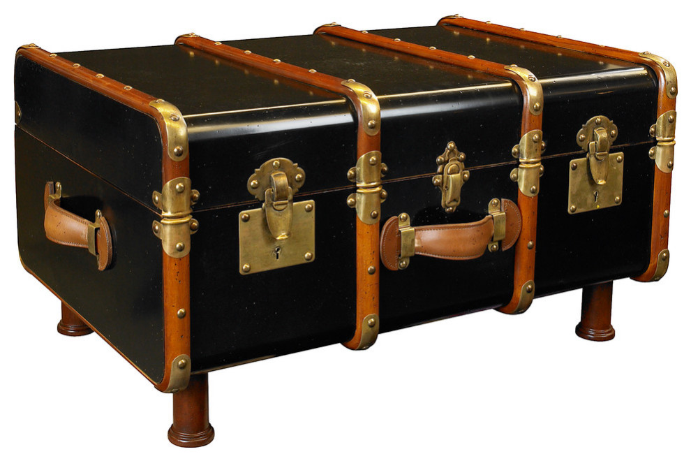 Stateroom Trunk Table, Ivory, Black