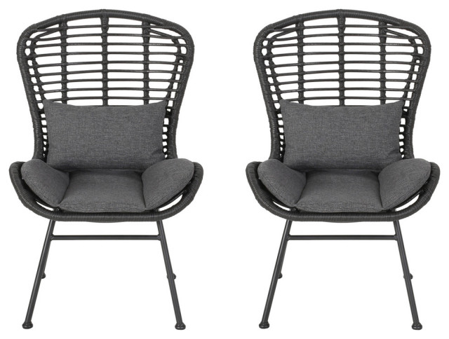 Laatste Tol toekomst Qearl Outdoor Club Chairs, Set of 2 - Tropical - Outdoor Dining Chairs - by  GDFStudio | Houzz