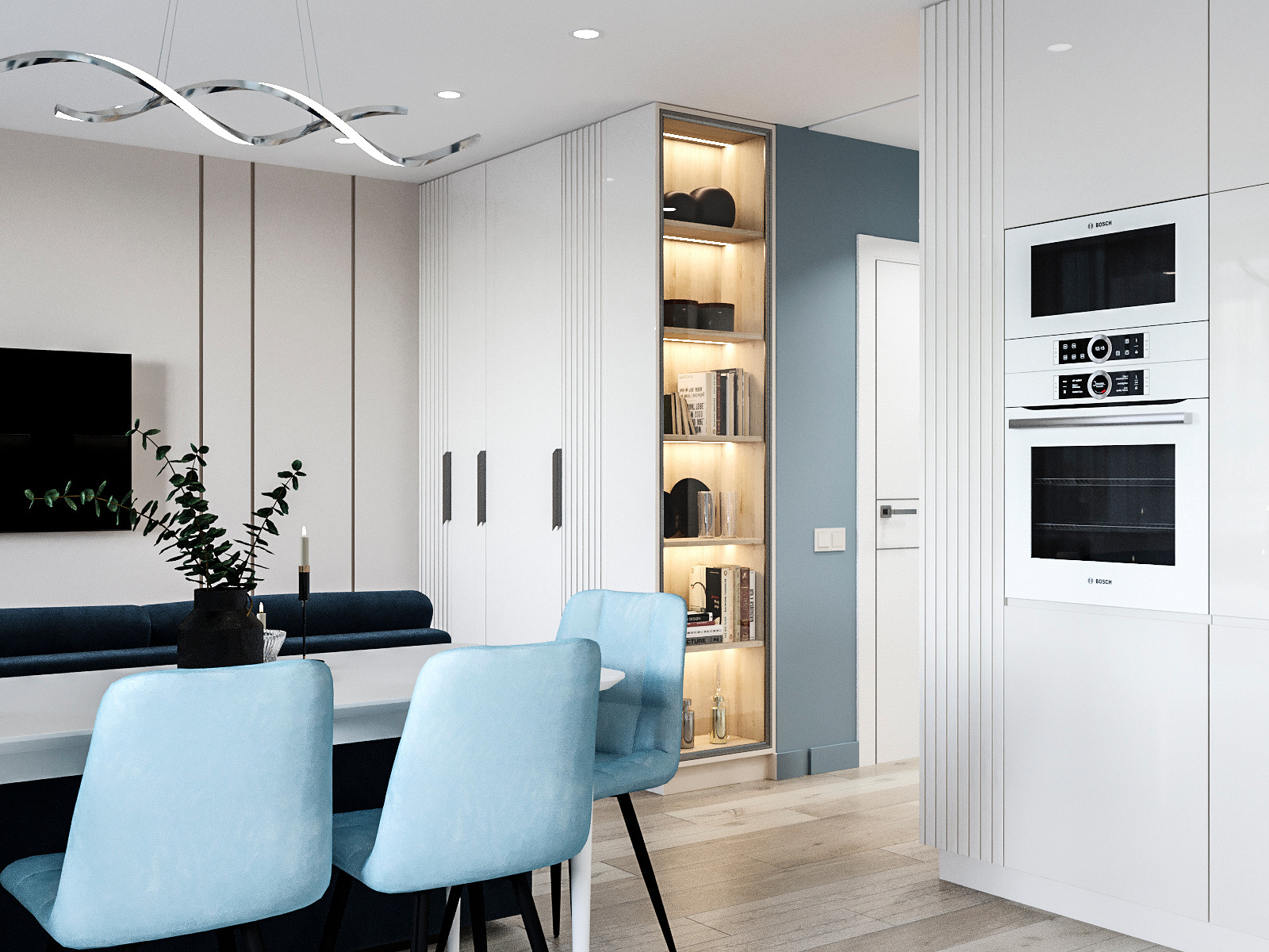 Трехкомнатная квартира в свежих оттенках