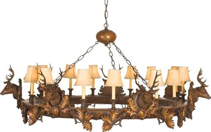 1970s Bronze Deer Head Chandelier With Stag Details 5 head chandelier FREE SHIPPING