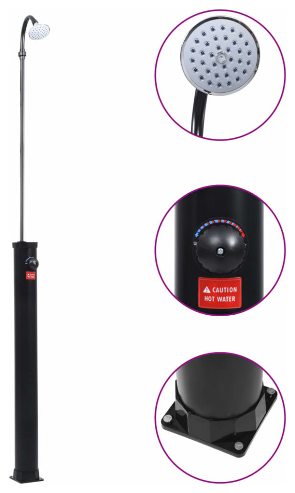 vidaXL Garden Solar Shower Black 84.6" 2.1 gal Swimming Pool Showering