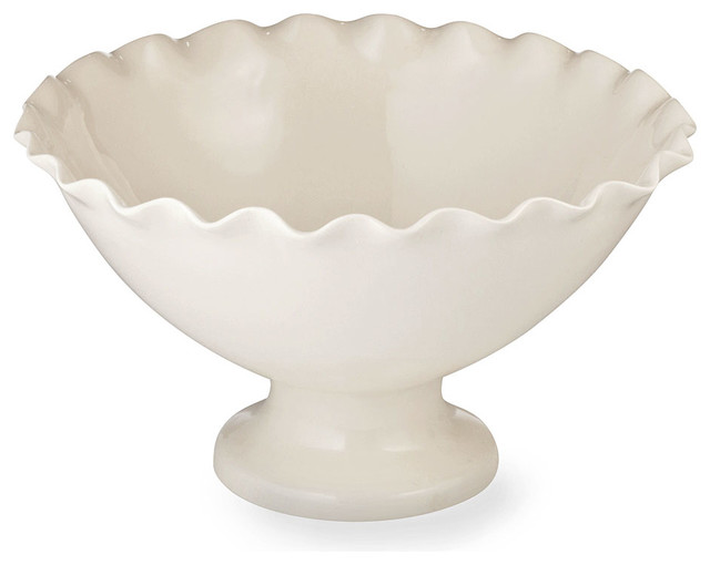 Ruffle Footed Bowl - Large - White