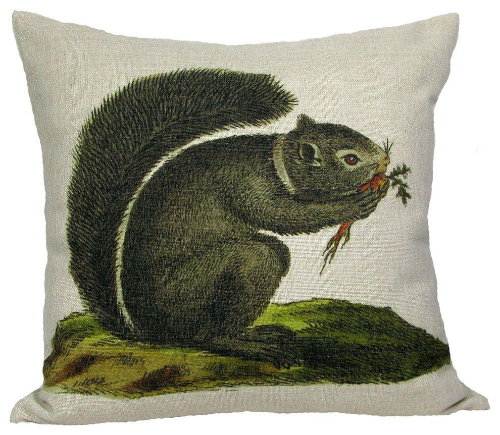 Squirrel Throw Pillow Case Traditional Decorative Pillows By Golden Hill Studio