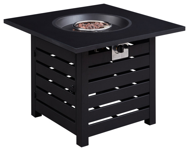 Square Steel Outdoor Fire Pit Table with Adjustable Flame
