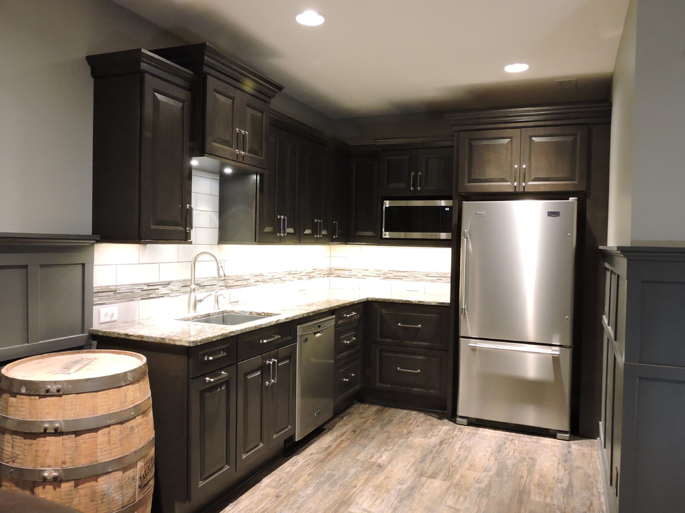 Example of a transitional look-out basement design