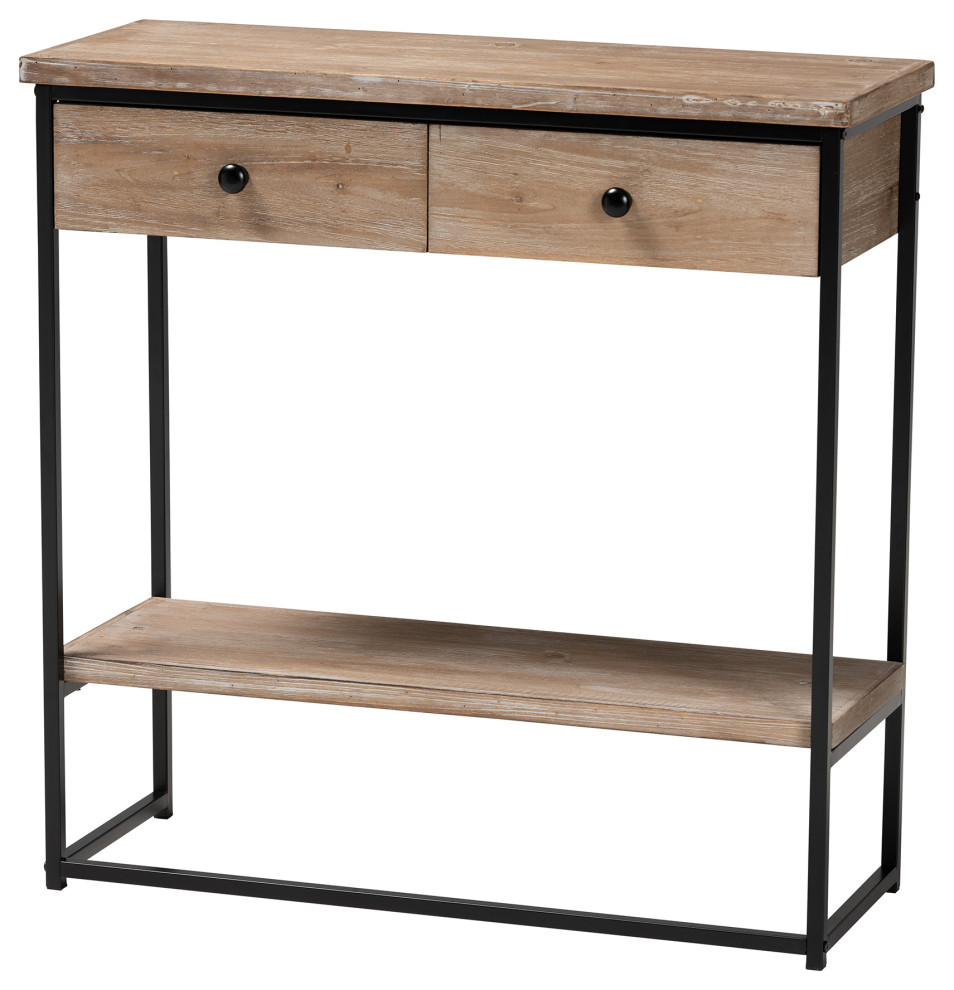 Nea 2Drawer Console Table Industrial Console Tables by Baxton