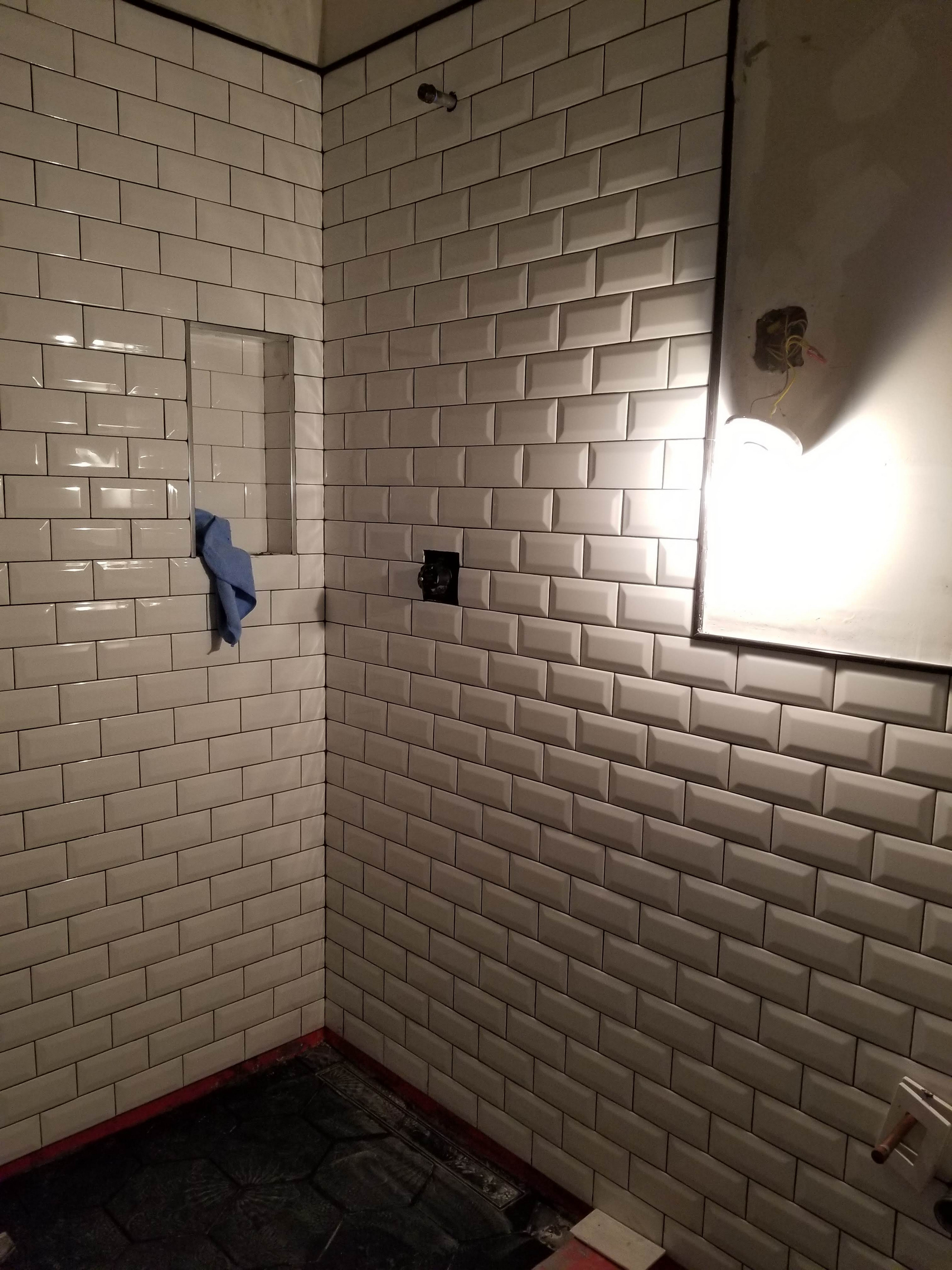 black and  withe  space saver  shower