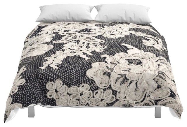 Society6 Black And White Lace Photograph Of Vintage Lac Comforter