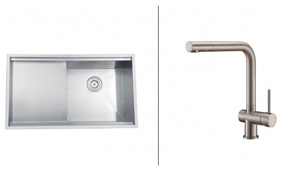 Ruvati RVC2365 Stainless Steel Kitchen Sink and Stainless Steel Faucet Set