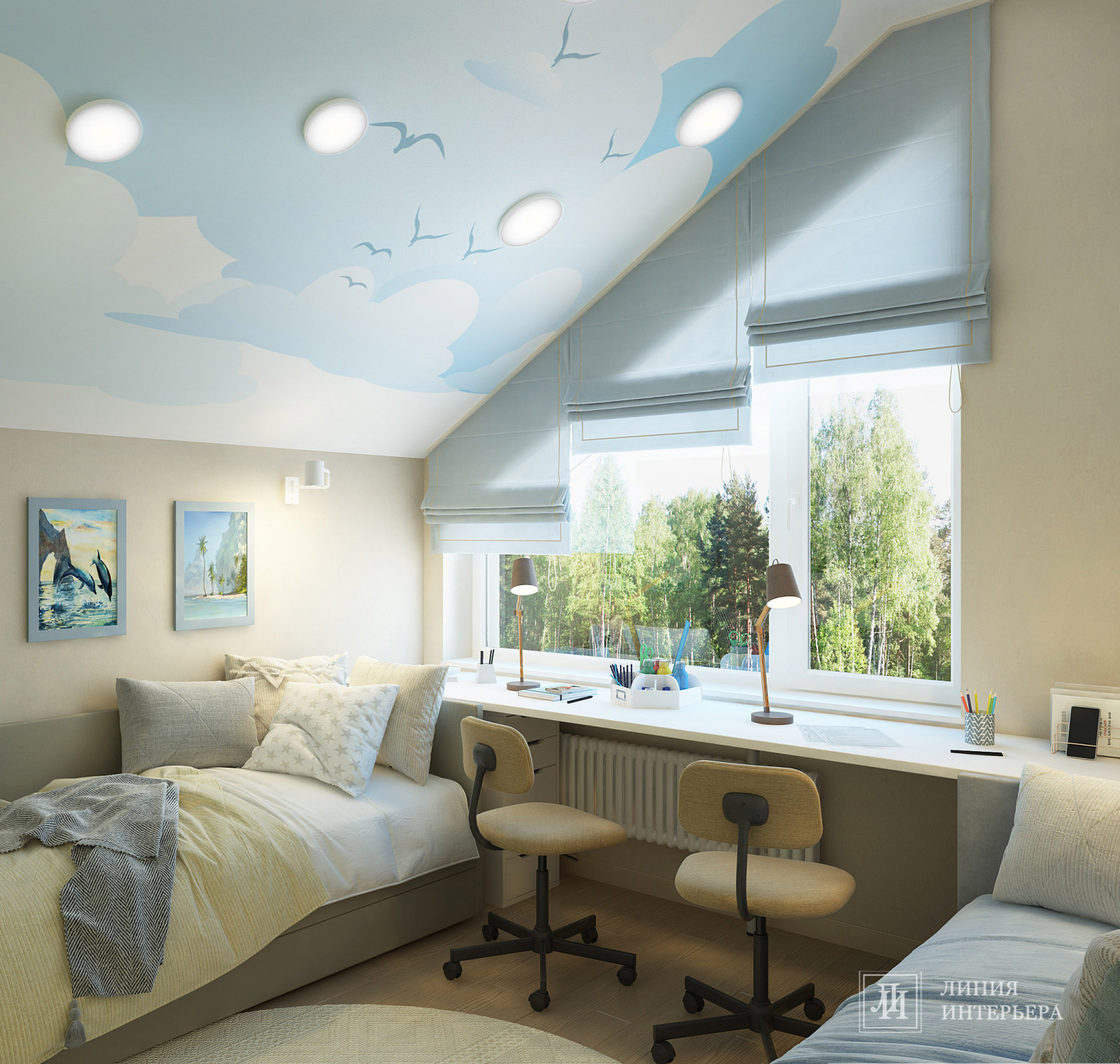 Дизайн детской в мансарде