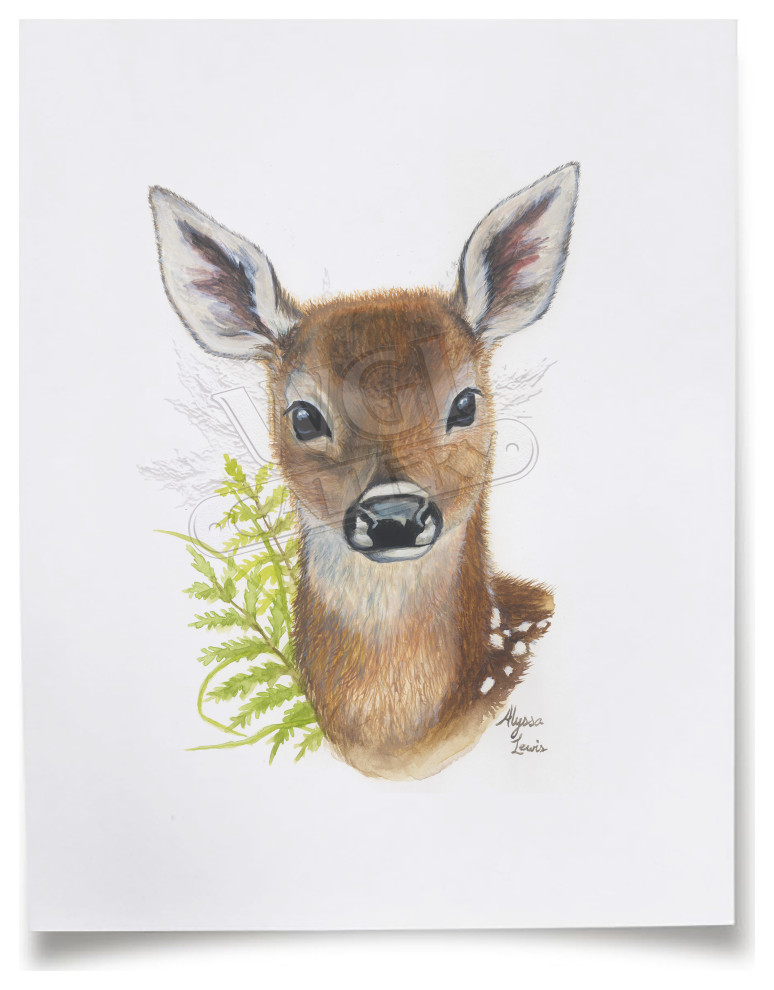 "Woodland Littles 2" Deer Paper Print, Unframed, 13x19