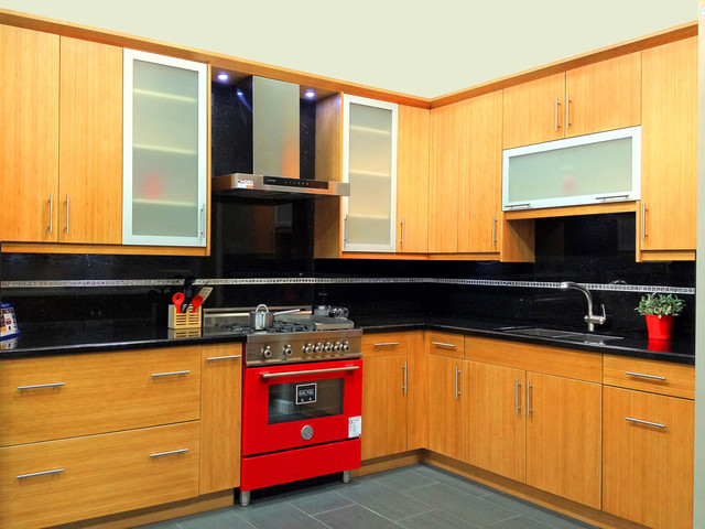 Bamboo Flat Panel Kitchen Cabinets - Contemporary - Kitchen - San