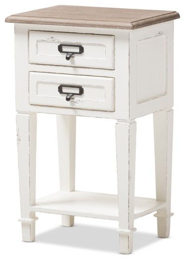 Provincial Style Weather Oak And White Wash Distressed Finish Wood Provincial Style Weather Oak And White Wash Distressed Finish Wood Nightstand Farmhouse Nightstands Bedside Tables By Imtinanz Llc