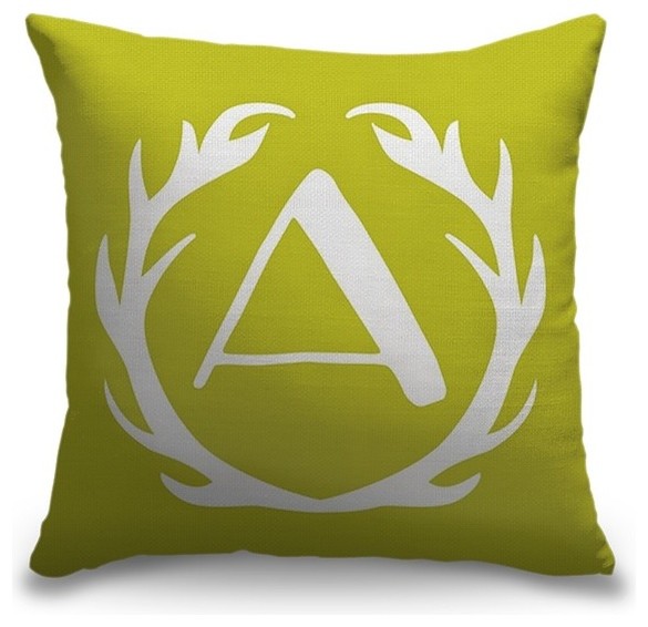 "Letter A - Grunge Antlers" Pillow 16"x16"