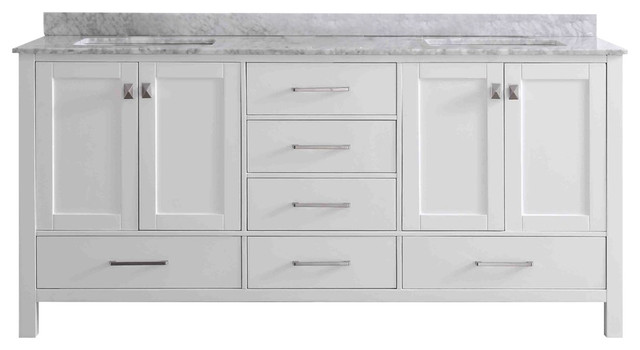 Eviva Aberdeen 72 White Bathroom Vanity With Top Transitional