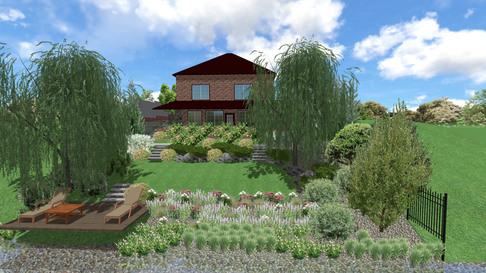 "Восход на пруду" (сад на склоне)