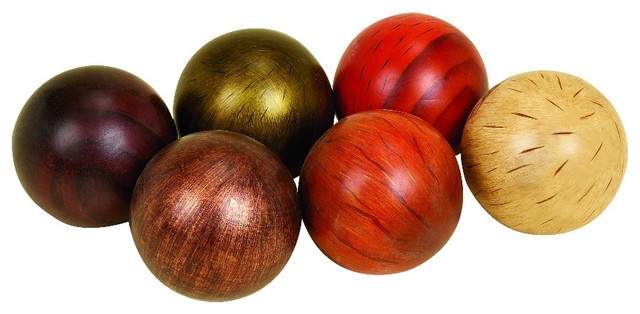 Round Ceramic Balls Assorted Autumn Colors Set Of 6 Accent Decor