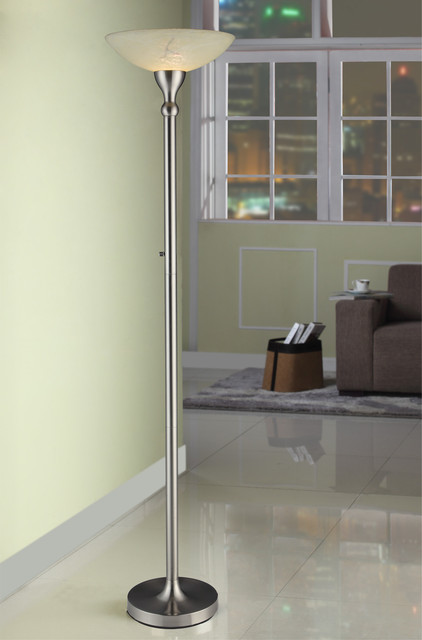71" Fluorescent Torchiere Floor Lamp With Hand-Painted Alabaster Glass ...