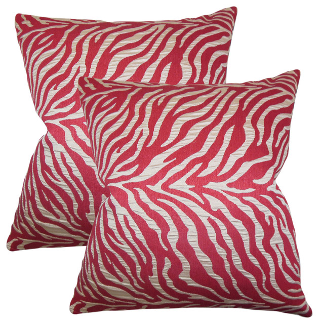 Helaine Zebra Print Throw Pillows Set Of 2 Contemporary