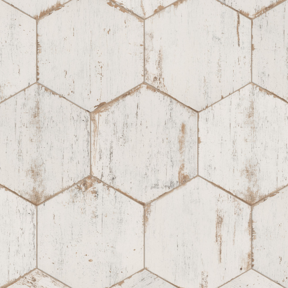 Retro Hex Blanc Porcelain Floor and Wall Tile
