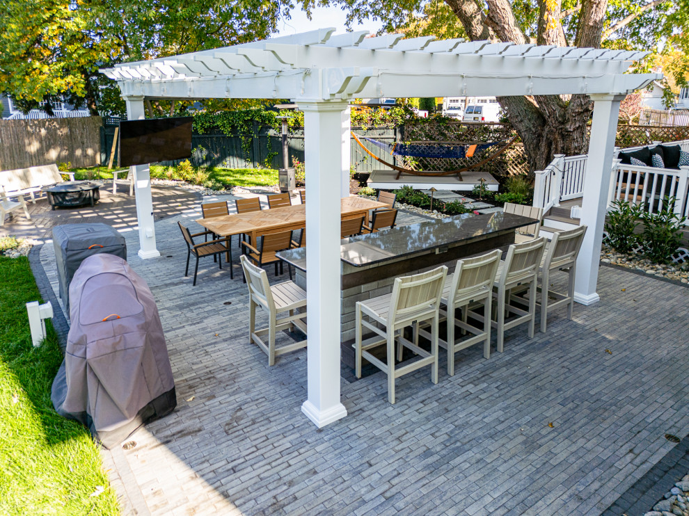 Oceanport, NJ: Paver Patio, Pergola, Outdoor Kitchen & Fire Pit Patio