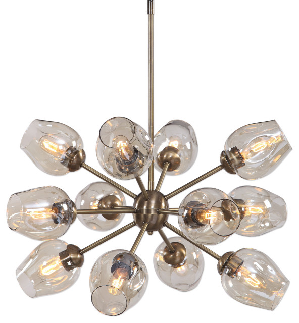 Luxe Retro Atomic Burst 12 Light Chandelier Mid Century Modern Gold Glass Open Midcentury Chandeliers By My Sy Home Houzz Luxe Retro Atomic Burst 12 Light, Atomic Light Fixture Mid Century