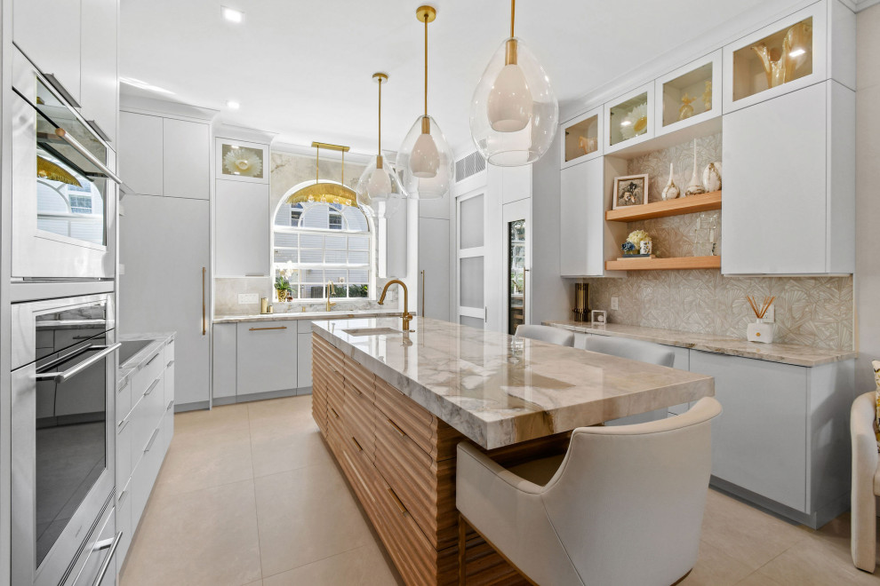 Example of a transitional kitchen design in Miami