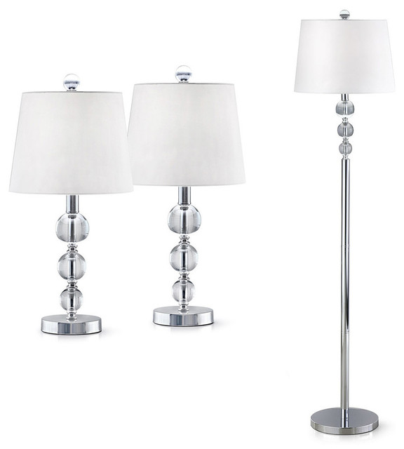 Taranto 3 Piece Set Crystal Lamps, Hometrends Floor Lamp End Table