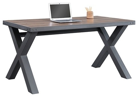 Rivet Compact Writing Desk 60 W X 30 D Industrial Desks And