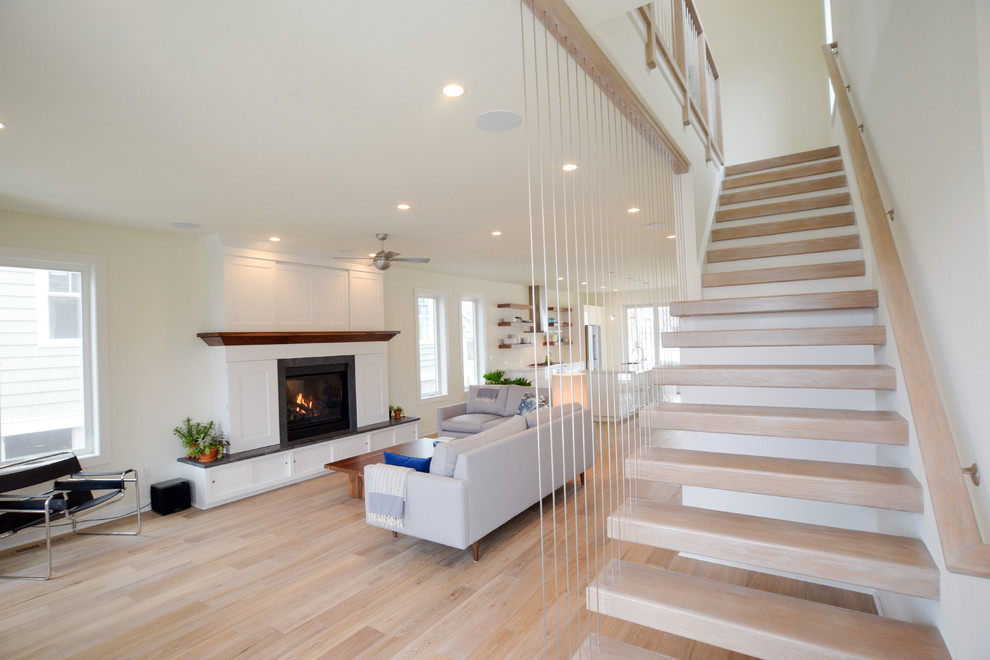 Mid-sized contemporary straight staircase in Philadelphia.