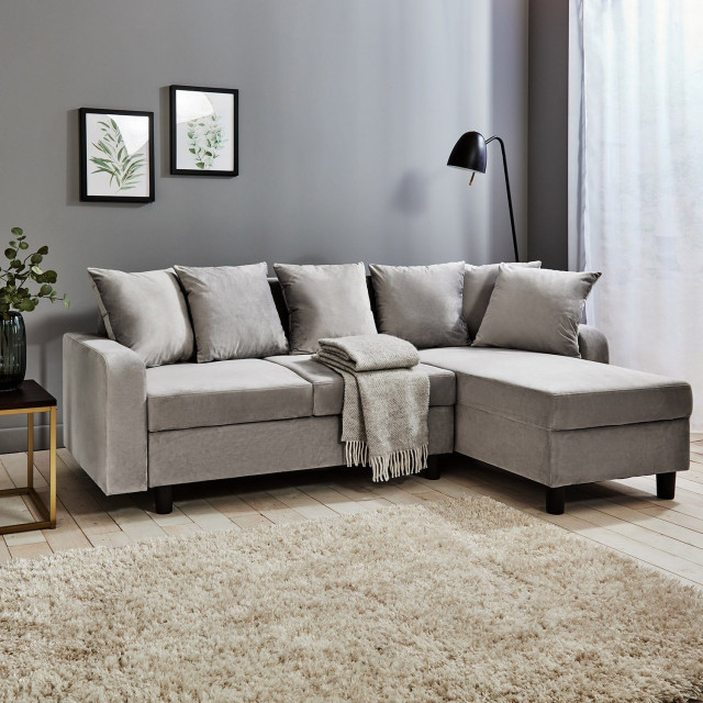 Tracy Corner Sofa Grey Velvet Laura James Modern Living Room
