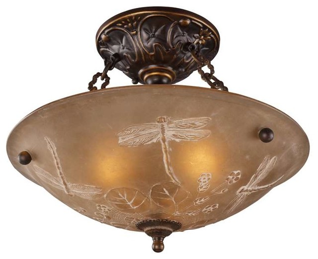 Elk Lighting 08096-AGB Restoration Traditional Semi Flush ...