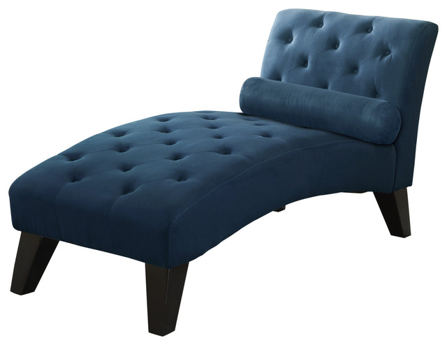 Microfiber Chaise Lounge, Blue - Transitional - Indoor Chaise Lounge